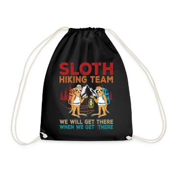 Funny Vintage Sloth Hiking Team We Will Get There - Turnbeutel - Schwarz - Vorne