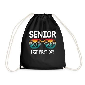Senior last first day - Drawstring Bag - black - Front