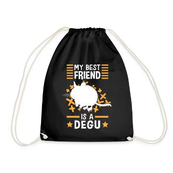 Degu is my friend rodent Chile Degus - Drawstring Bag - black - Front