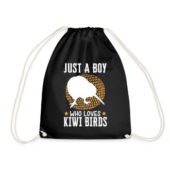 Only a boy who loves kiwi birds - Drawstring Bag - black - Front