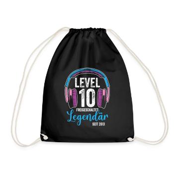 Level 10 Freigeschaltet Gamer - Turnbeutel - Schwarz - Vorne