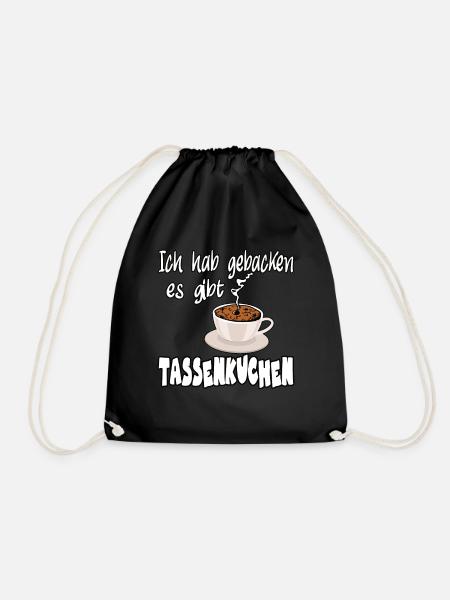 Ich hab gebacken es gibt Tassenkuchen Backen Spaß - Turnbeutel - Schwarz