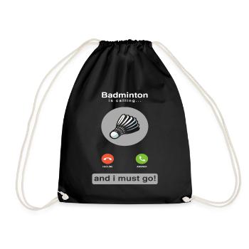 Badminton Telefon Hobby - Turnbeutel - Schwarz - Vorne