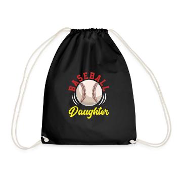 Baseball Tochter - Turnbeutel - Schwarz - Vorne