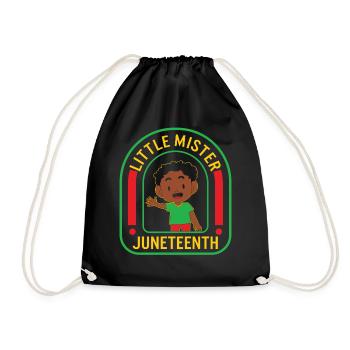 Juneteenth Shirt, Little Mister Juneteenth - Drawstring Bag - black - Front