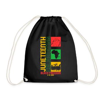 Juneteenth Shirt, Black Freedom Fist Map, Black - Drawstring Bag - black - Front