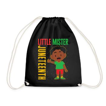 Juneteenth Shirt, Little Mister Juneteenth - Drawstring Bag - black - Front