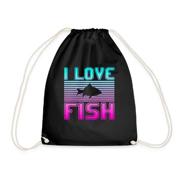 I love fish - Drawstring Bag - black - Front