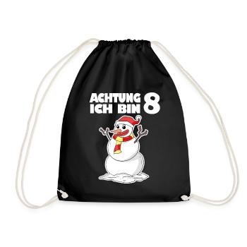 8.Geburtstag Schneemann 8 Jahre Geschenk - Turnbeutel - Schwarz - Vorne