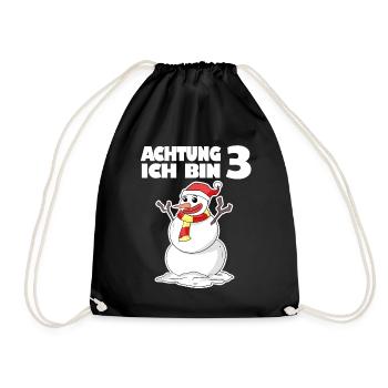 3.Geburtstag Schneemann 3 Jahre Geschenk - Turnbeutel - Schwarz - Vorne