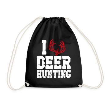 Buck Deer Hunting Hunter Heart I - Drawstring Bag - black - Front