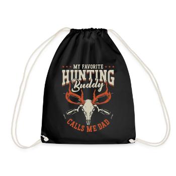 Buck Deer Hunting Hunter Dad - Drawstring Bag - black - Front