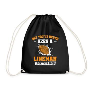 Football Lineman Life Funny Good Looking Player - Drawstring Bag - black - Front