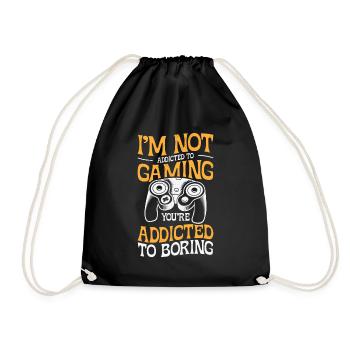 Gaming Addiction Gamer Playing Videogame - Drawstring Bag - black - Front