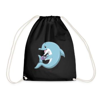 Dolphin Pearl - Drawstring Bag - black - Front
