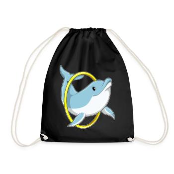 Dolphin with ring - Drawstring Bag - black - Front