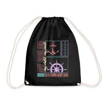 Navy Mutter Hemd, Mein Matrose Mein Kind Mein Stolz, - Turnbeutel - Schwarz - Vorne
