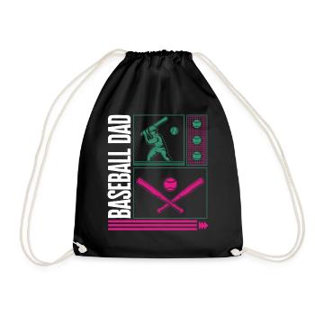 Baseballhemd, Baseball Dad Tee, Baseball Schläger - Turnbeutel - Schwarz - Vorne