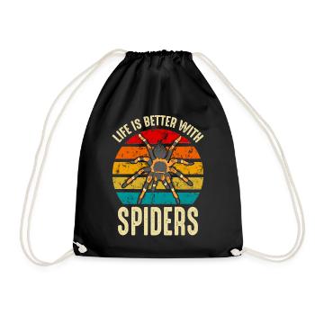Life Is Better With Tarantulas Spider owner - Drawstring Bag - black - Front