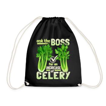 Celery, funny saying, pun, celery-raise - Drawstring Bag - black - Front