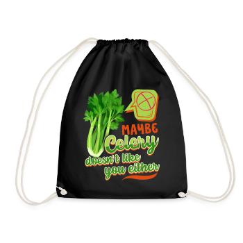 Celery, funny saying, Celery-Doesn't-Like-You - Drawstring Bag - black - Front