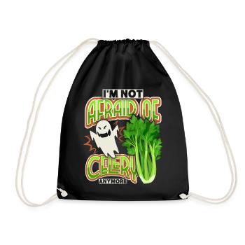 Celery, funny saying I'm-Not-Afraid-Of-Celery - Drawstring Bag - black - Front