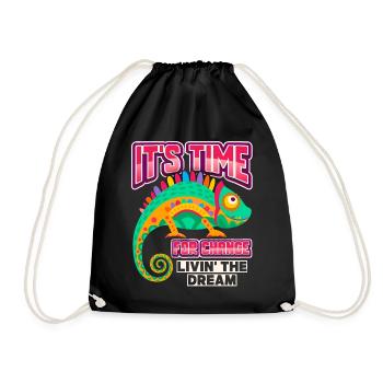 Chameleon, funny saying, motivational inspiration - Drawstring Bag - black - Front