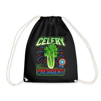 Celery, funny saying, Celery-For-President - Drawstring Bag - black - Front