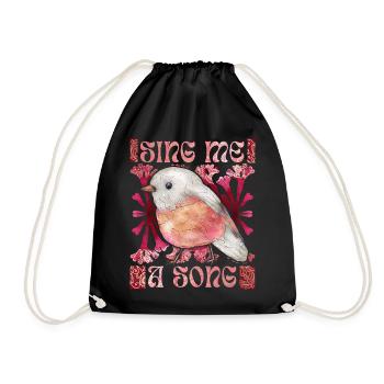Rotkehlchen, lustiger Spruch, Vogel, Gesang - Turnbeutel - Schwarz - Vorne