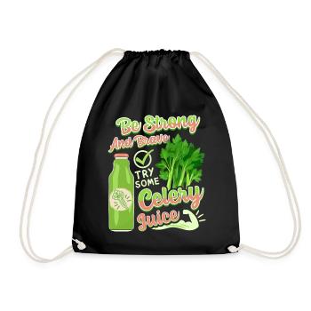 Celery, funny saying, try-celery juice - Drawstring Bag - black - Front