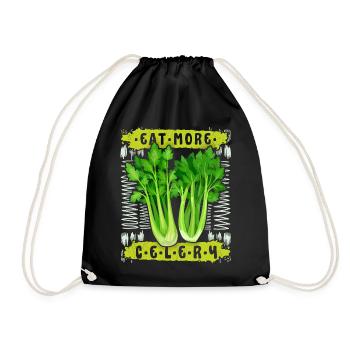 Celery, funny saying Eat-More-Celery - Drawstring Bag - black - Front