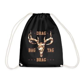 Buck Deer Hunting Hunter Bag Tag - Turnbeutel - Schwarz - Vorne