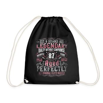 Vintage 87 Aged Perfectly Women on 87th Birthday - Drawstring Bag - black - Front