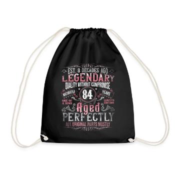 Vintage 84 Aged Perfectly Women on 84th Birthday - Drawstring Bag - black - Front