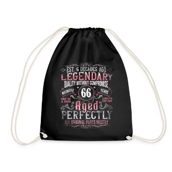 Vintage 66 Aged Perfectly Women on 66th Birthday - Drawstring Bag - black - Front