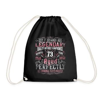 Vintage 73 Aged Perfectly Women on 73rd Birthday - Drawstring Bag - black - Front