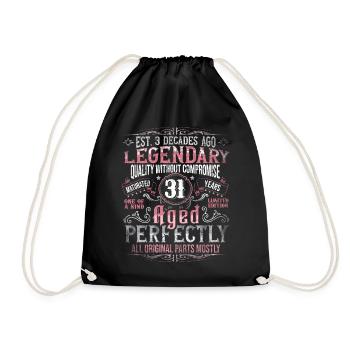 Vintage 31 Aged Perfectly Women on 31st Birthday - Drawstring Bag - black - Front