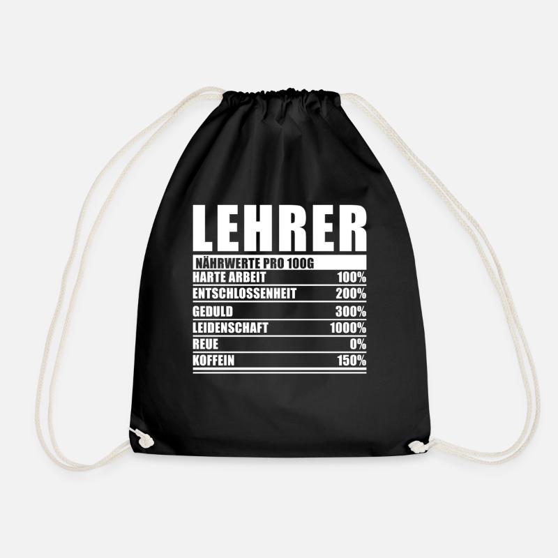 Lehrer Spruch Lustiger Lehrer Nährwert - Turnbeutel - Schwarz