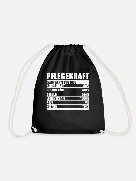 Pflegekraft Spruch Lustiger Pflegekraft Nährwert - Turnbeutel - Schwarz