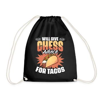Chess Lesson Funny Board Game Enthusiast - Drawstring Bag - black - Front