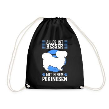 Alles ist besser mit Pekinese Peking-Palasthund - Turnbeutel - Schwarz - Vorne