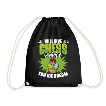 Chess Lessons Funny Board Game Humor for - Drawstring Bag - black - Front