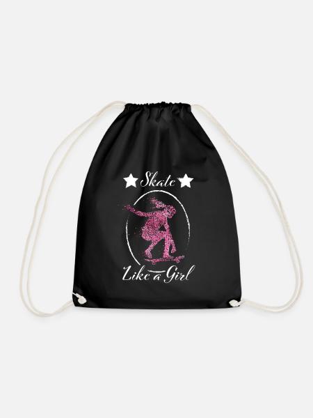 Skate like a girl Skaterin Skateboarderin Skaten - Turnbeutel - Schwarz