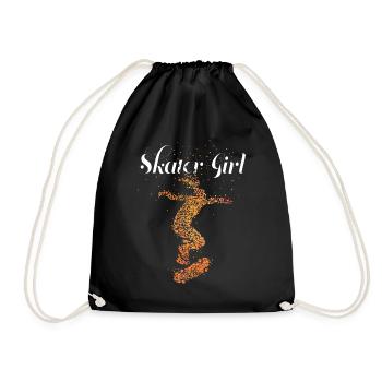 Skater Girl Skateboarder Skater Halfpipe Board - Drawstring Bag - black - Front