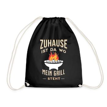 Zuhause ist da wo mein Grill steht FUN T-Shirt - Turnbeutel - Schwarz - Vorne