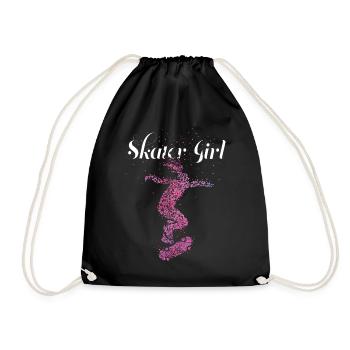 Skater Girl Skateboarder Skater Halfpipe - Drawstring Bag - black - Front