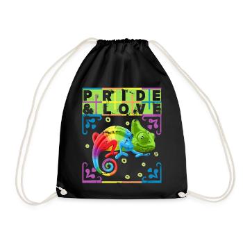 Rainbow Chameleon, LGBT Pride-Rainbow LGBTQ - Drawstring Bag - black - Front
