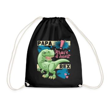Dad dinosaur, dad daddy dinosaur, funny saying - Drawstring Bag - black - Front