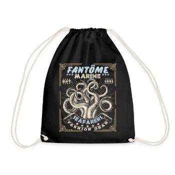 Maritim-Oktopus, Maritim-Krake, Vintage-Fashion - Turnbeutel - Schwarz - Vorne