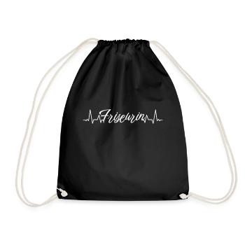 Haarstylist Herzschlag Friseurin - Turnbeutel - Schwarz - Vorne
